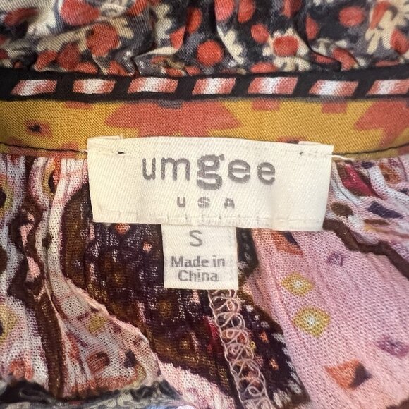 UMGEE Women’s Boho Tunic Mini Dress Small Size Bell Sleeves Rayon - Picture 4 of 12